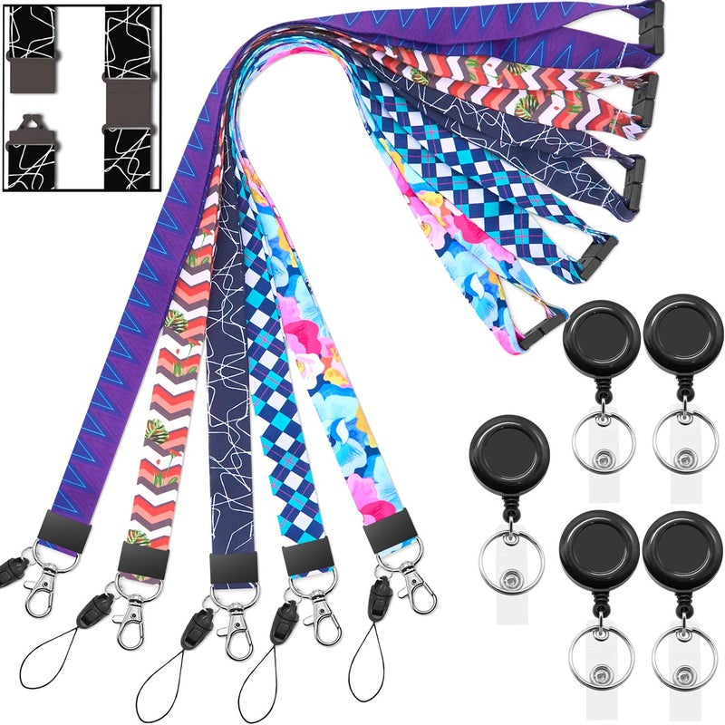YOUOWO 5 Pack Breakaway Safety Quick Release Neck Cruise Lanyards with Retractable Badge Reel for Office ID Badges Holder Women Kids Keys - Image 2